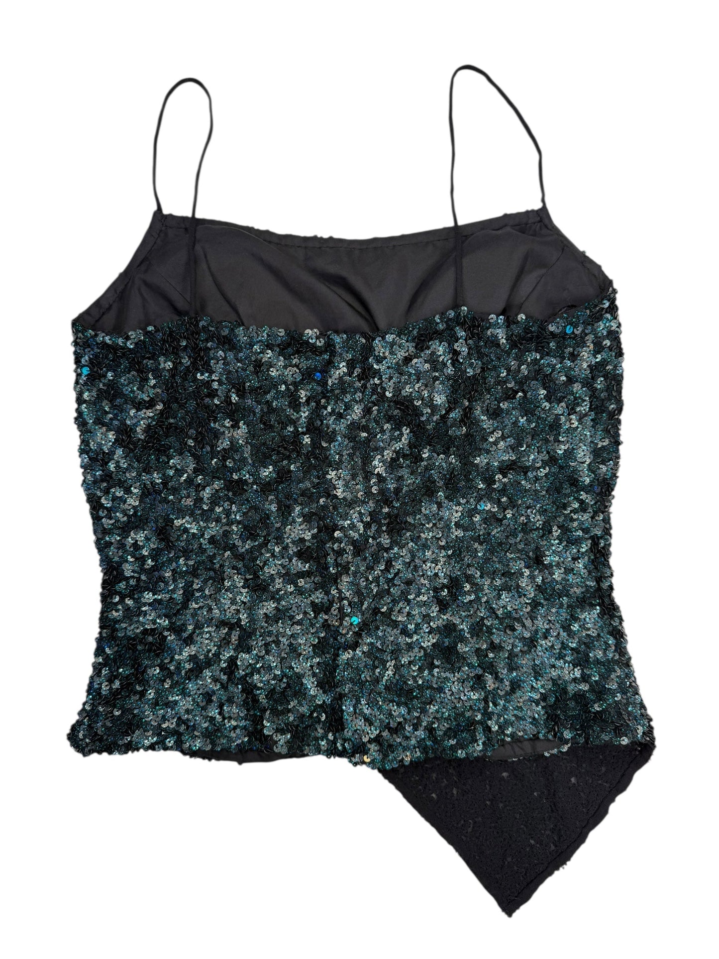 VINTAGE SEQUIN BLUE TANK TOP -  M
