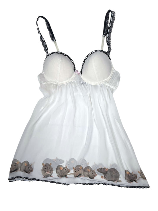 RATS! WHITE BABYDOLL TOP - M