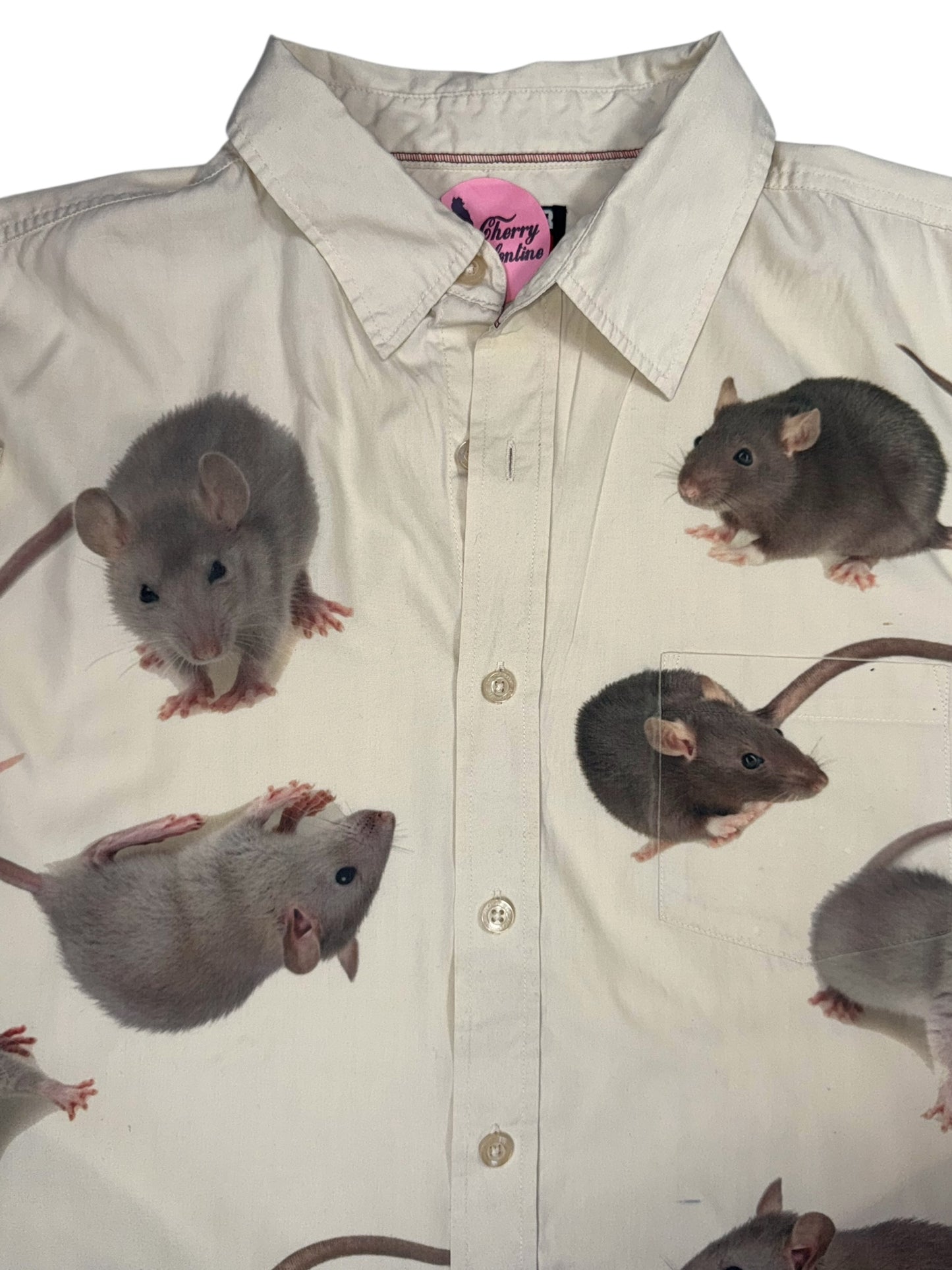 RATS BEIGE BUTTON UP SHORT SLEEVE - MENS LARGE