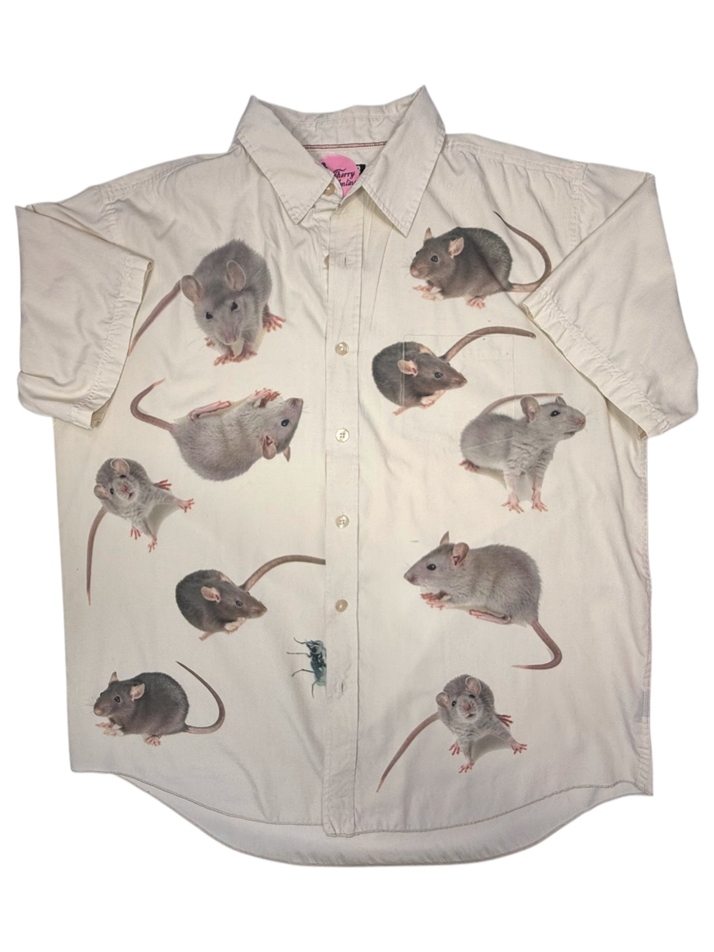 RATS BEIGE BUTTON UP SHORT SLEEVE - MENS LARGE