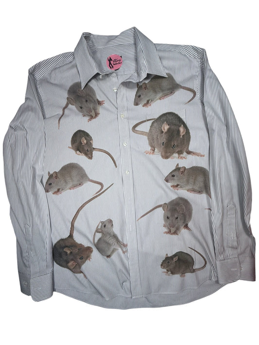 RATS STRIPED LONG SLEEVE BUTTON UP - MENS 2XL