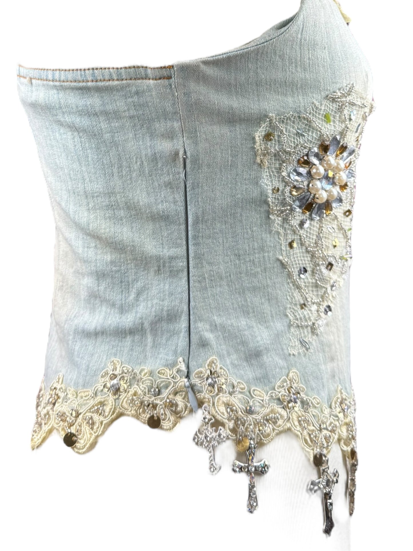 CROSS ME DENIM TANK - S