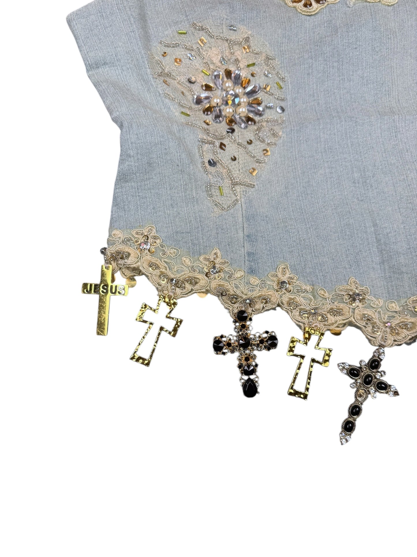 CROSS ME DENIM TANK - L