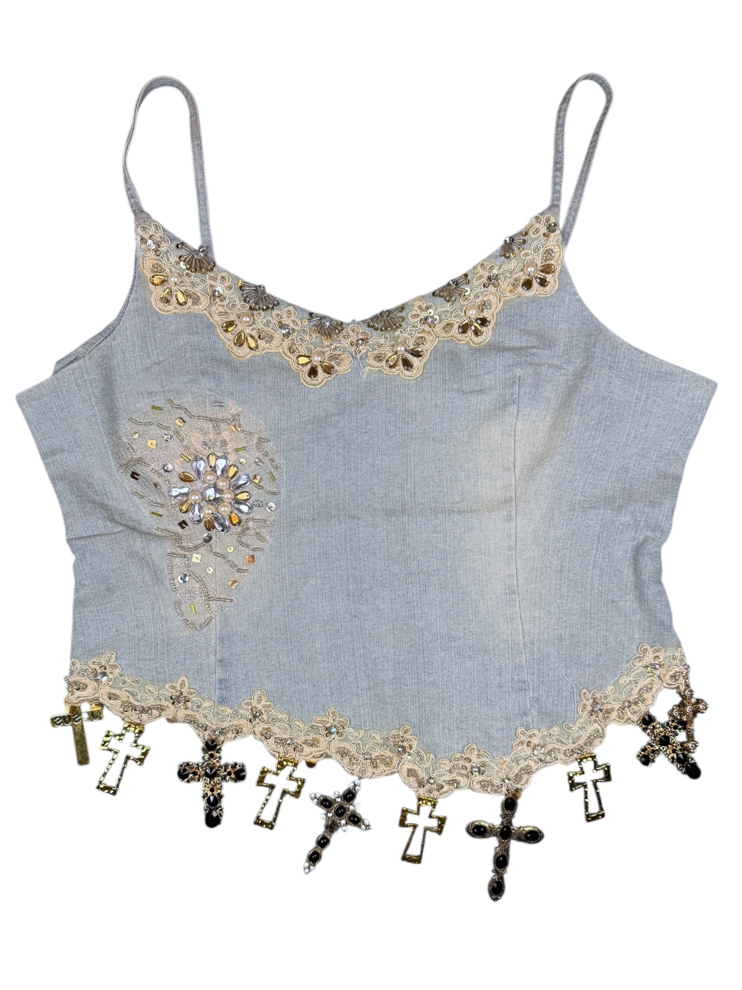 CROSS ME DENIM TANK - L