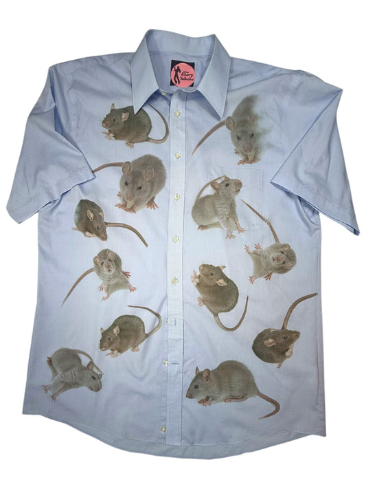 RATS BLUE BUTTON UP SHORT SLEEVE - MENS LARGE