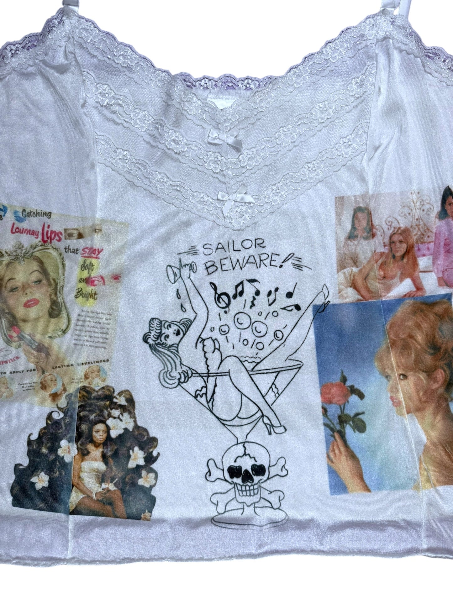 SAILOR BEWARE WHITE LACE TANK - 3X