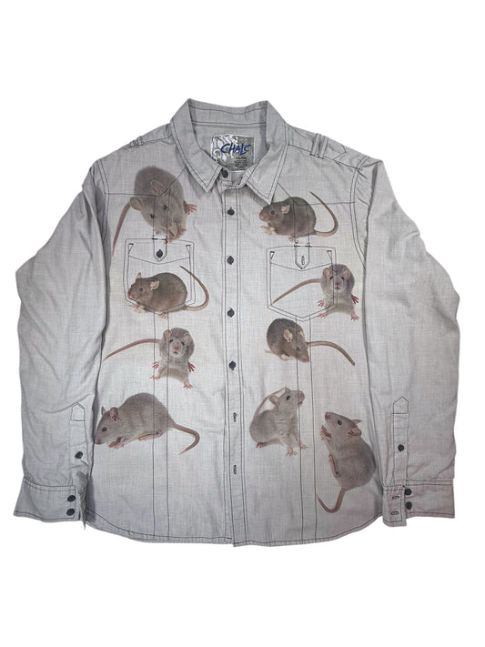 RATS GRAY LONG SLEEVE BUTTON UP - MENS 2XL