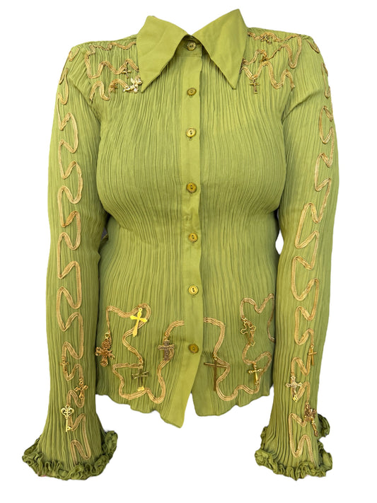 Green Dream Long Sleeve Blouse - S/M