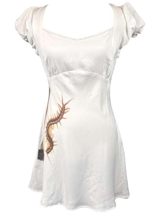 WHITE BABYDOLL HATCHET DRESS - XS