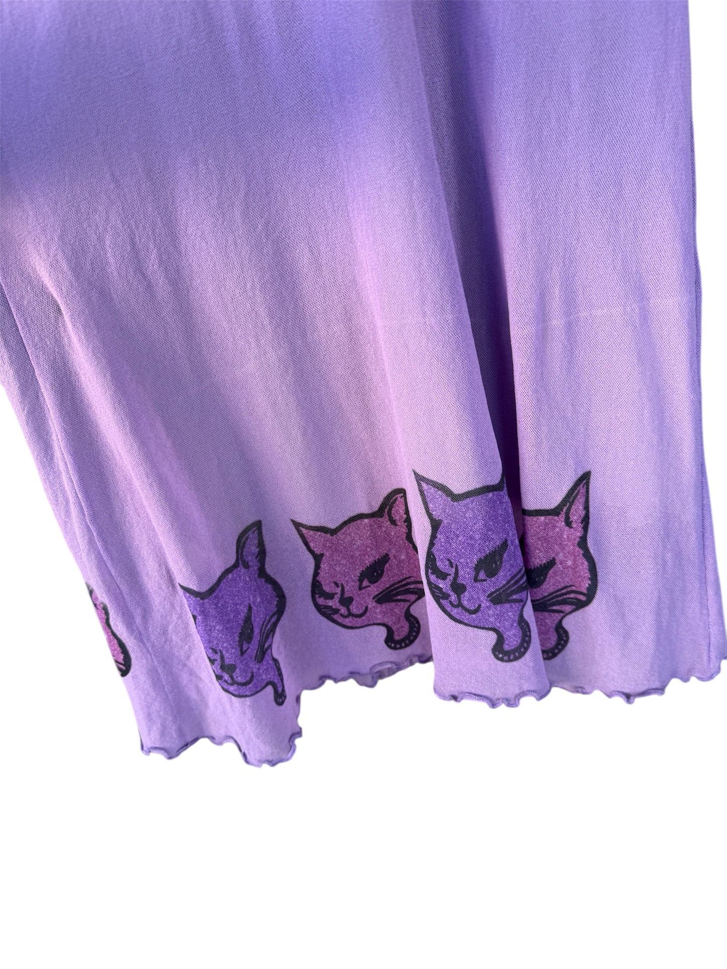 GLITTER KITTY PURPLE MESH DRESS - S