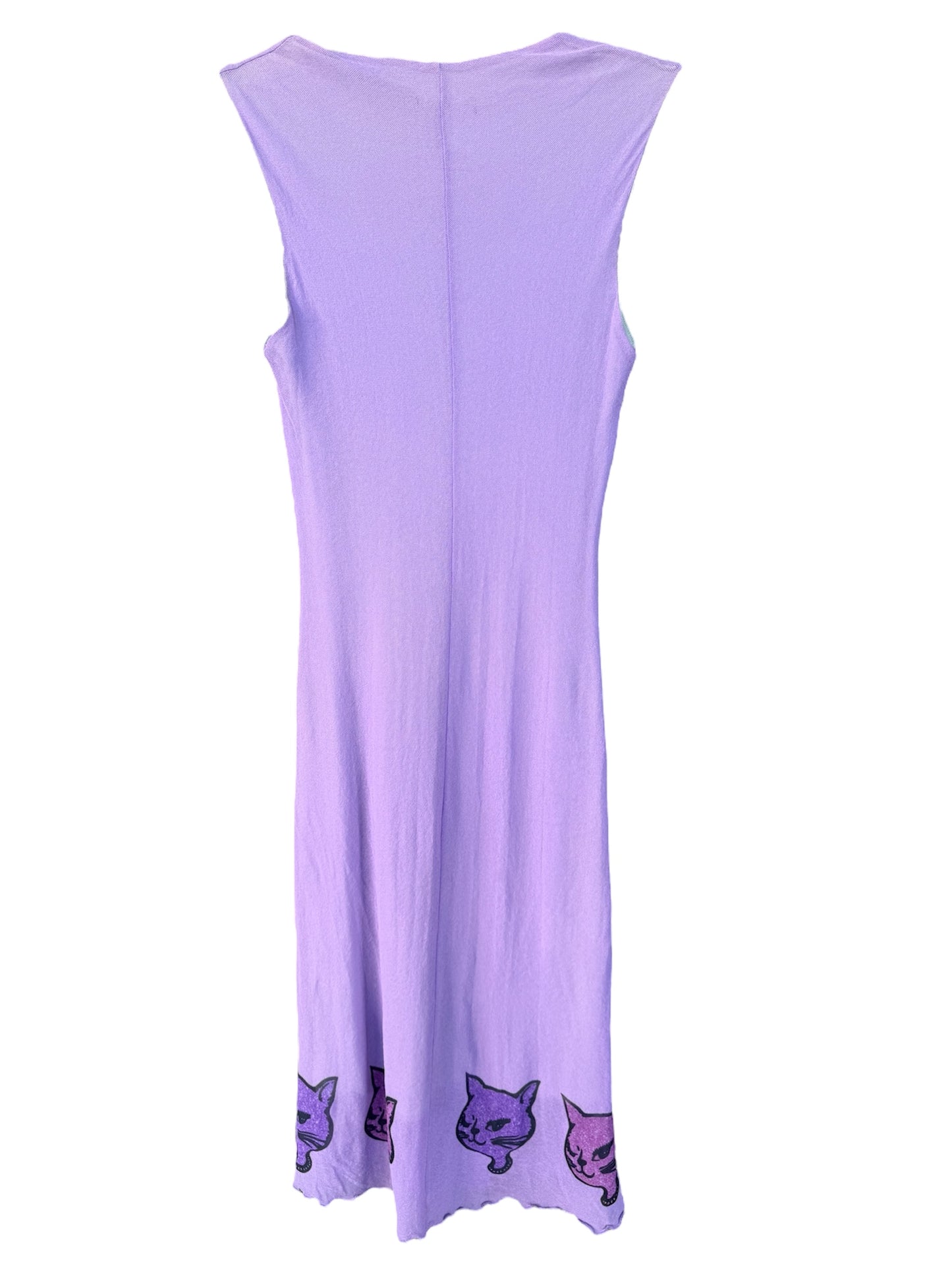 GLITTER KITTY PURPLE MESH DRESS - S
