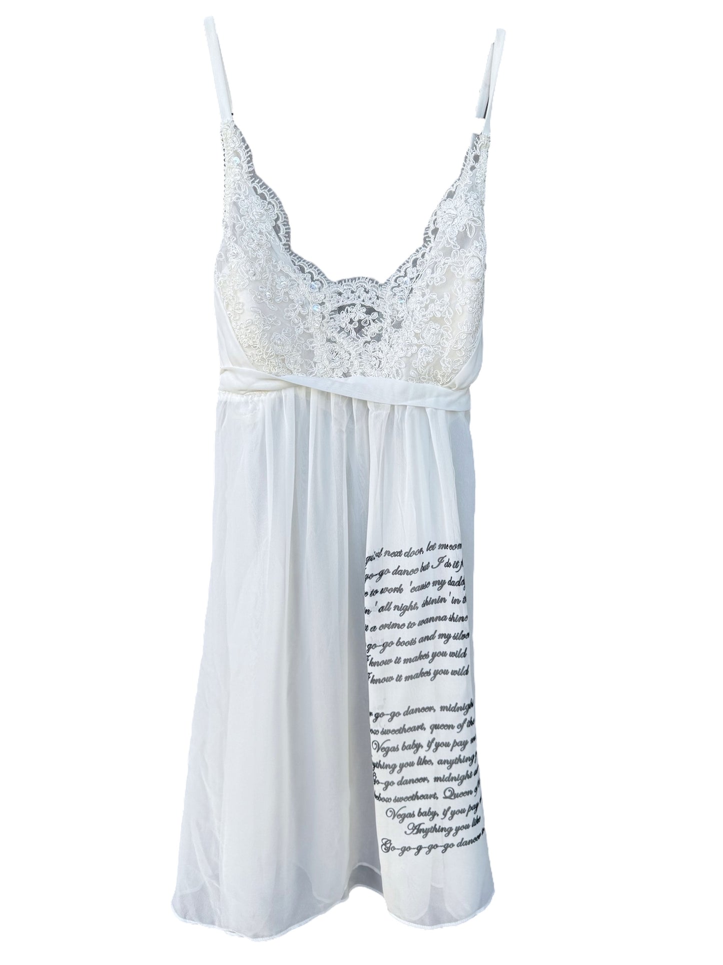 GOGO DANCER WHITE BEADED MINI DRESS - M