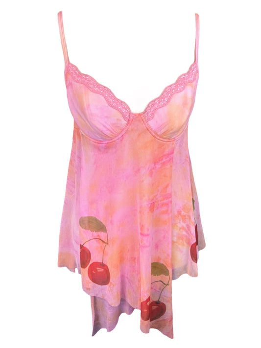 PINK CHERRY BABYDOLL TANK  - M
