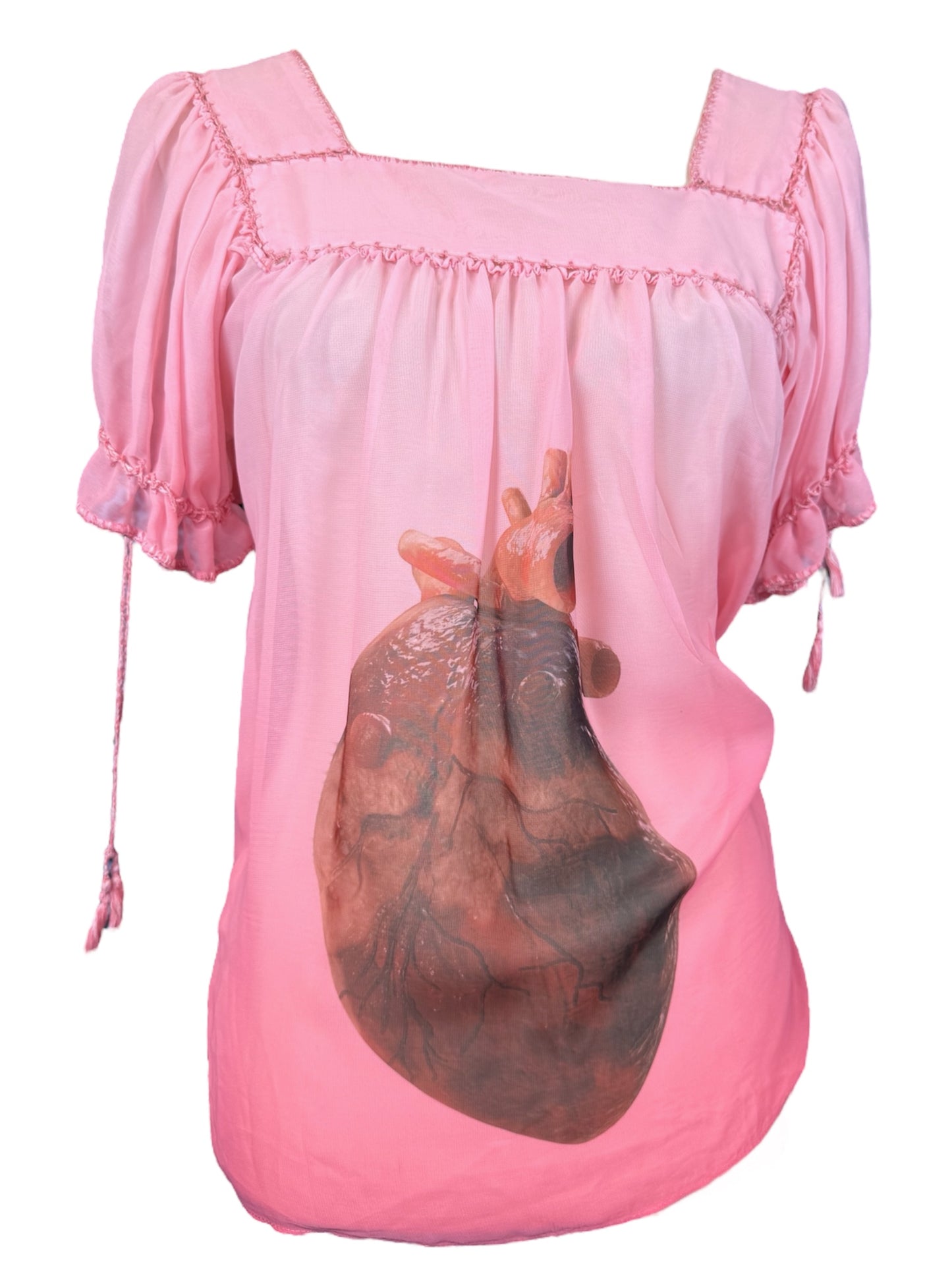 HEART OF GLASS PINK BABYDOLL TOP - S