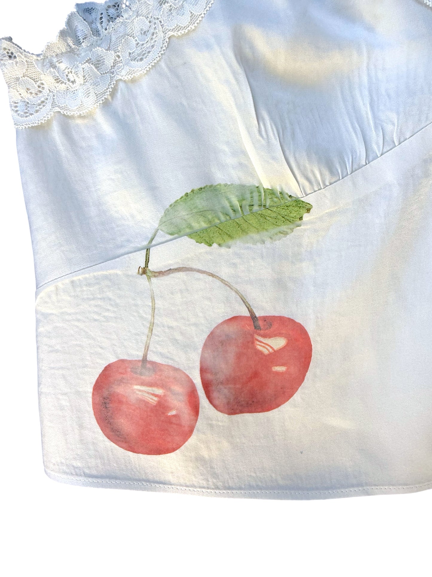 CHERRY WHITE LACE TANK  - L/XL