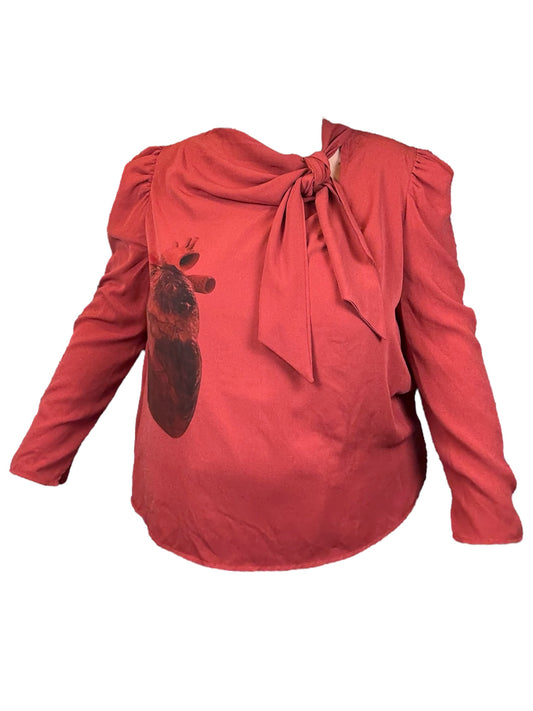 HEART BRICK RED BLOUSE - 3X