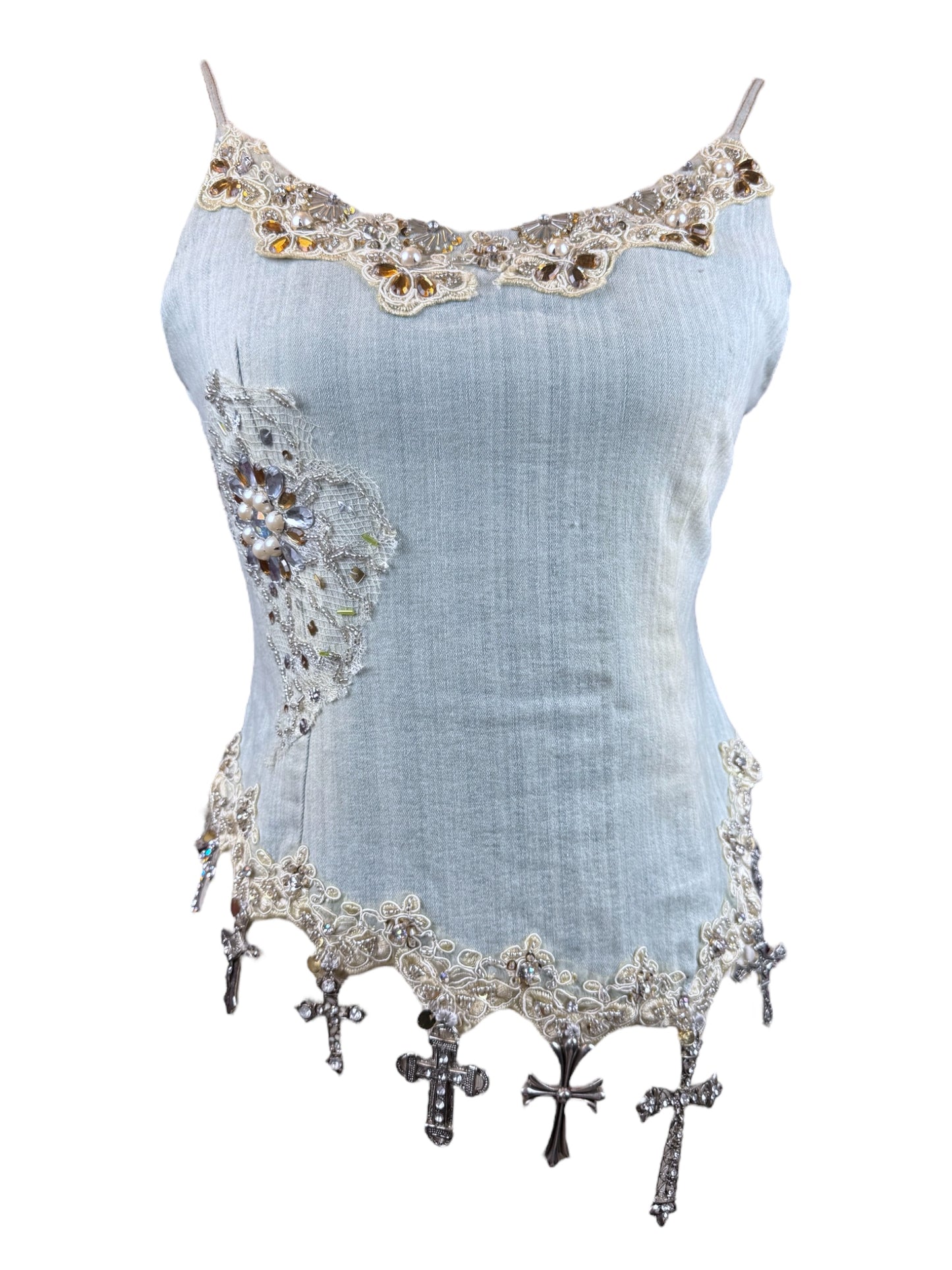 CROSS ME DENIM TANK - S