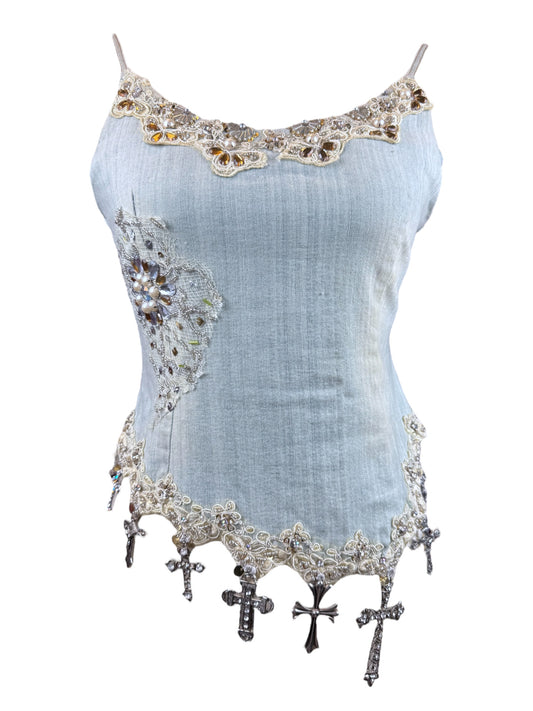 CROSS ME DENIM TANK - S