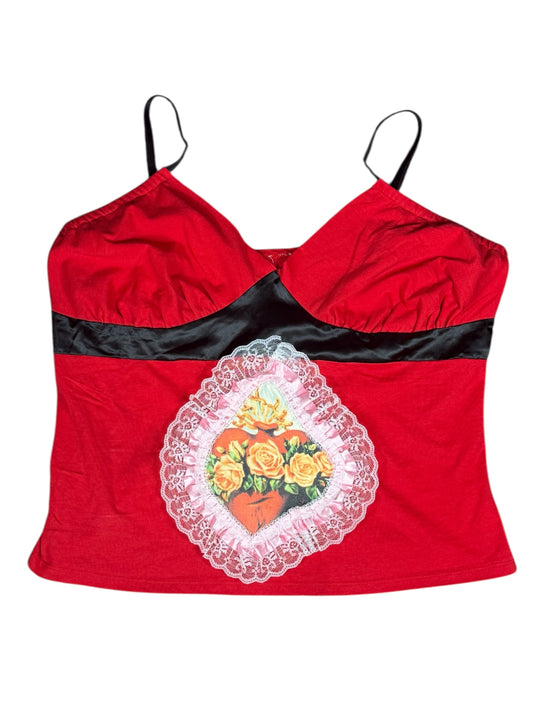 SACRED HEART LACE CAMI TANK - 1X/2X